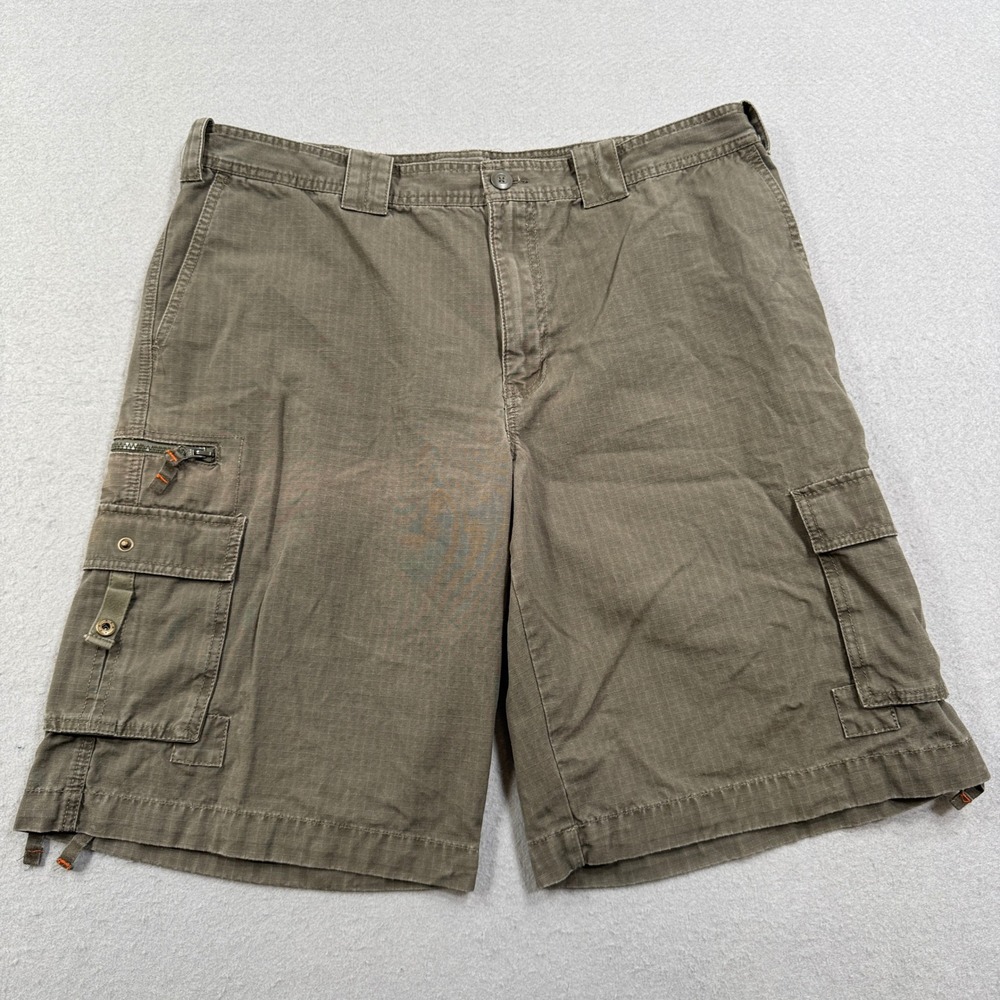 Eddie Bauer Cargo Shorts Men's 38 Olive Green Relaxed Fit Ripstop Cotton Utility